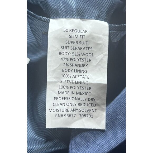 Stafford Blazer Jacket Men's Size 50R Slim Fit Blue Super Suit 50R‎ Wool Blend - Picture 5 of 8